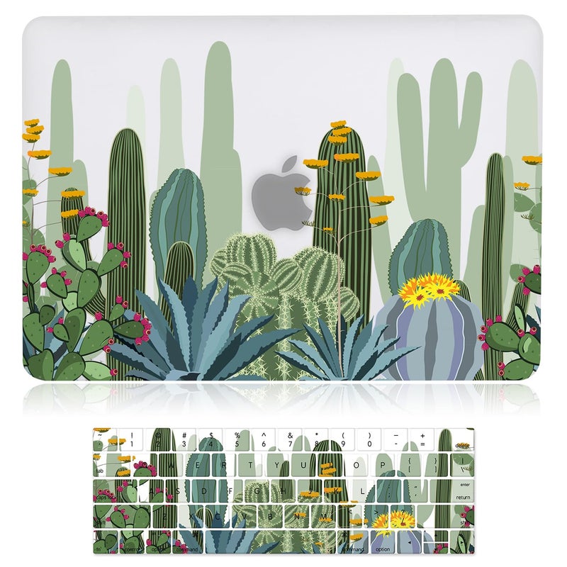 iDonzon Case for MacBook Pro 15 inch (A1990/A1707, 2019-2016 Release), 3D Effect Matte Clear See Through Hard Cover& Keyboard Cover Compatible Mac Pro 15.4 inch with Touch Bar Touch ID, Cactus Pattern - Image 1